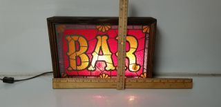 Vintage Bar Sign lighted faux stain glass Beer Bar Man Cave 3
