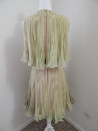 1950 - 60s Vintage Party DRESS Pleated Chiffon Miss Elliette Pale Green A - LINE Sml 4