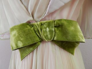 1950 - 60s Vintage Party DRESS Pleated Chiffon Miss Elliette Pale Green A - LINE Sml 6