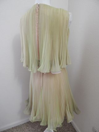 1950 - 60s Vintage Party DRESS Pleated Chiffon Miss Elliette Pale Green A - LINE Sml 8