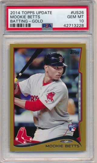 2014 Topps Update Gold Mookie Betts /2018 Rookie Rc Us - 26 Rare Sp Mvp Psa 10
