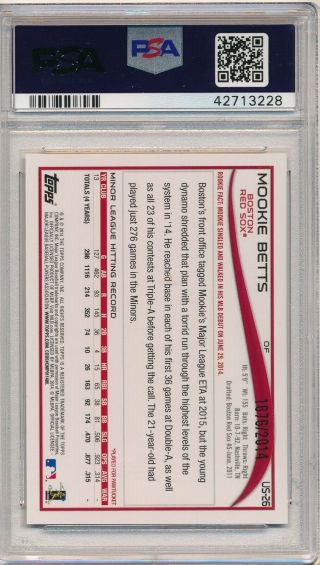 2014 Topps Update GOLD Mookie Betts /2018 Rookie RC US - 26 Rare SP MVP PSA 10 2