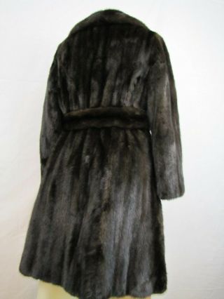 Vintage MINK SABLE Fur Coat Doable Breasted Fur Belt Dark Brown Swing Small SP 4