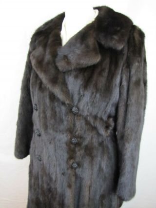 Vintage MINK SABLE Fur Coat Doable Breasted Fur Belt Dark Brown Swing Small SP 5