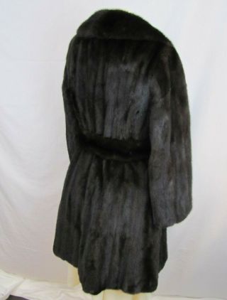 Vintage MINK SABLE Fur Coat Doable Breasted Fur Belt Dark Brown Swing Small SP 6