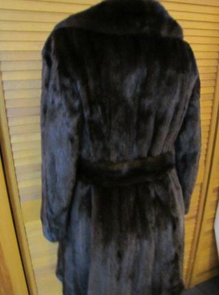 Vintage MINK SABLE Fur Coat Doable Breasted Fur Belt Dark Brown Swing Small SP 7