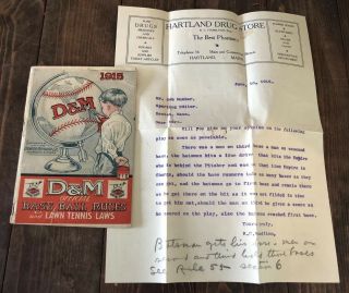 Vtg 1915 Draper & Maynard Sporting Goods Base Ball Rules Booklet Ty Cobb Rare