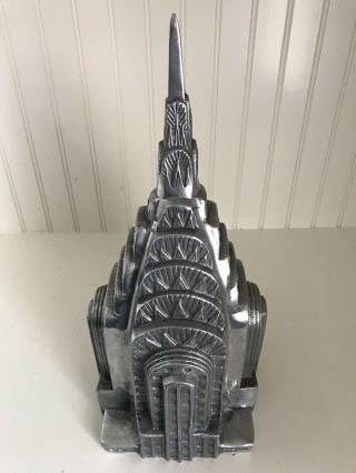 RARE VINTAGE POTTERY BARN LARGE CAST METAL CHRYSLER BUILDING SCULPTURE YORK 2