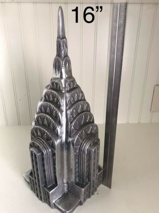 RARE VINTAGE POTTERY BARN LARGE CAST METAL CHRYSLER BUILDING SCULPTURE YORK 7