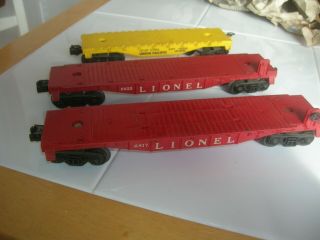 3 Vintage Lionel Flatcars 6817,  6825,  Up 9020 Model Trains