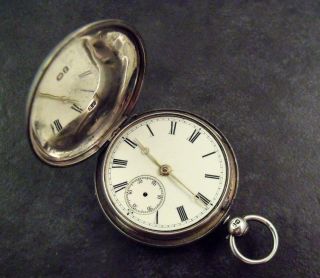 Antique Victorian Solid Silver Hunter Fusee Fob Pocket Watch Spares Repair 1860