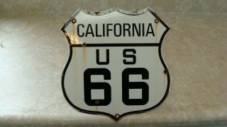 ROUTE US 66 VINTAGE PORCELAIN HISTORIC HIGHWAY SIGN CALIFORNIA 5