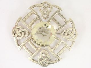 Citrine Celtic Brooch Sterling Silver Ladies Vintage 925 16.  5g Cw13