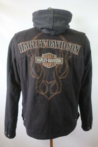 A09838 Vtg Harley - Davidson Motorcycle Biker Rider Hooded Jacket Size L