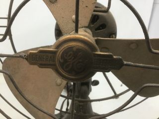 Vintage GE General Electric 272917 - 1 Fan 10” Oscillating 3 Blade Brass Steampunk 2