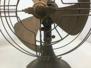 Vintage GE General Electric 272917 - 1 Fan 10” Oscillating 3 Blade Brass Steampunk 4