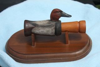Unusual Carved & Painted Vintage Lohman Duck Call Decoy By Jim & Mary Delso