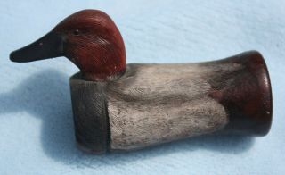 Unusual Carved & Painted Vintage Lohman Duck Call Decoy by Jim & Mary Delso 3