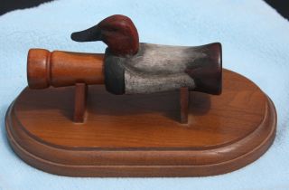 Unusual Carved & Painted Vintage Lohman Duck Call Decoy by Jim & Mary Delso 5