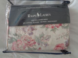 Nwt Ralph Lauren Flannel Felicity Floral Rose Full Fitted Sheet Usa Vintage