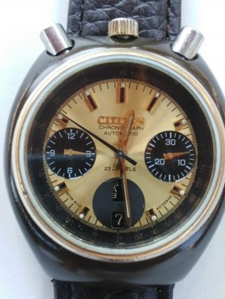 Vintage Reloj Citizen Bullhead 8110a Chronograph Dial Dorado