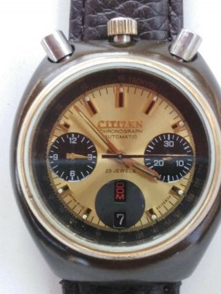 vintage reloj CITIZEN BULLHEAD 8110A CHRONOGRAPH DIAL DORADO 3