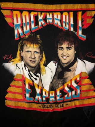 Rare Vintage 80s Rock N Roll Express Crockett Shirt Wwf Wcw Wrestling Wwe