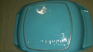 VINTAGE LE CREUSET RAYMOND LOEWY TURQUOISE CAST IRON COVERED PAN 2.  5 FRANCE RARE 7