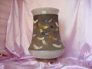 VINTAGE MID CENTURY MODERN ABSTRACT BIRDS ITALIAN ART POTTERY BIG VASE POT ITALY 5