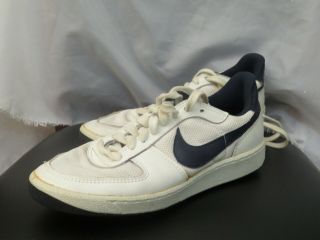 Vintage Nike Tennis Shoes - White With Blue Swoosh - Men 