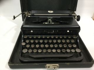 Vintage Royal Portable Typewriter Touch Control Black 1930s Era Glass Keys 2