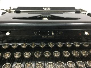 Vintage Royal Portable Typewriter Touch Control Black 1930s Era Glass Keys 6