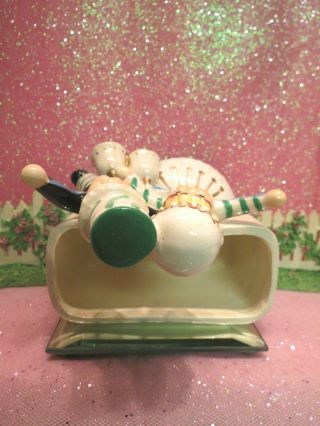 Vtg Enesco Sweet Shoppe Cupcake Candy Boy Girl Head Vase Planter W Gold BELLS 10
