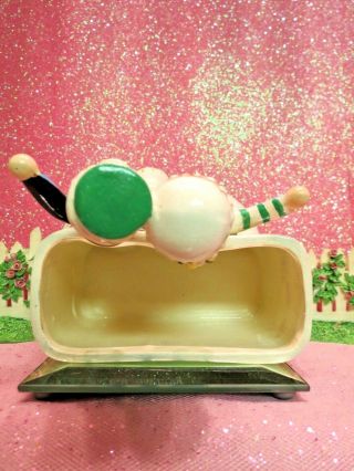 Vtg Enesco Sweet Shoppe Cupcake Candy Boy Girl Head Vase Planter W Gold BELLS 11