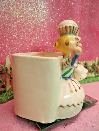 Vtg Enesco Sweet Shoppe Cupcake Candy Boy Girl Head Vase Planter W Gold BELLS 6