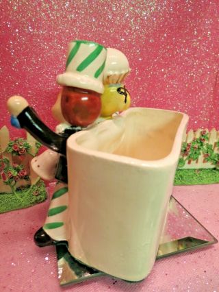 Vtg Enesco Sweet Shoppe Cupcake Candy Boy Girl Head Vase Planter W Gold BELLS 7