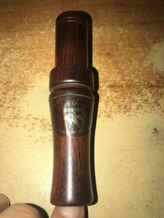 Vintage Tim Grounds Cork Wrapped Magnum Short Reed Goose Call In Cocobolo