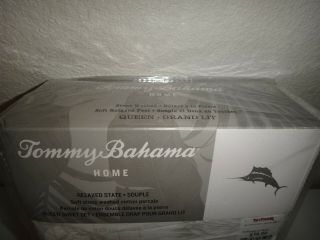 TOMMY BAHAMA 4 - PC QUEEN Sheet Set HAWAII Vintage Map White Gray COTTON Percale 7