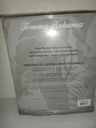 TOMMY BAHAMA 4 - PC QUEEN Sheet Set HAWAII Vintage Map White Gray COTTON Percale 8