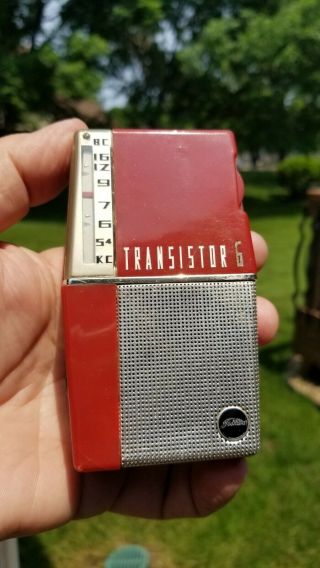 Vintage Toshiba 6 Transistor (6tp - 304) Pocket Radio " Coffin " Design,
