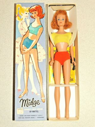 Barbie: Vintage Redhead Straight Leg Midge Doll W/box