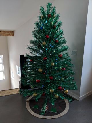 Vintage Green Aluminum Christmas Tree - 7 Foot