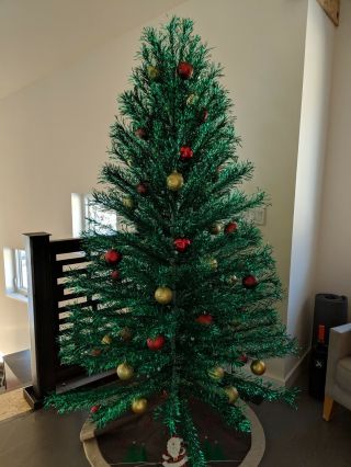 Vintage Green aluminum Christmas Tree - 7 foot 3