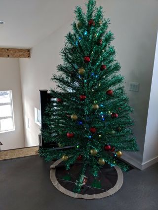 Vintage Green aluminum Christmas Tree - 7 foot 6