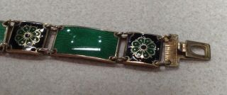 VINTAGE DAVID ANDERSEN STERLING ENAMEL GUILLOCHE BRACELET EMERALD GREEN NORWAY 2