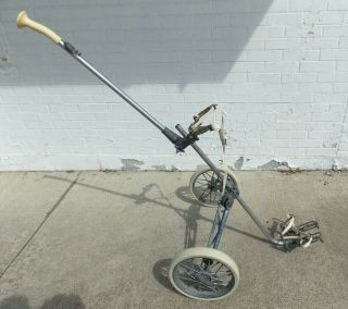 Vintage 1952 Bag Boy Deluxe Aluminum Golf Caddy/cart Fully Functional.