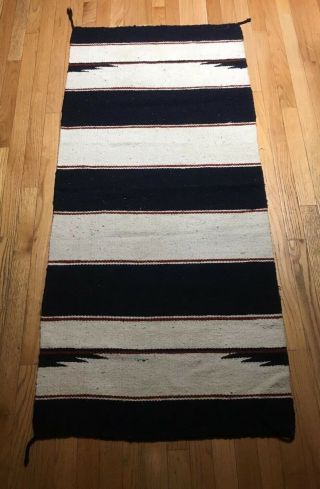 Navajo Wool Woven Rug Runner 27.  5”x60” Rversesble Vintage Simple Design