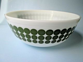 Vintage PYREX 404 GREEN POLKA DOT 4 Qt.  Glass Nesting Mixing Bowl 8