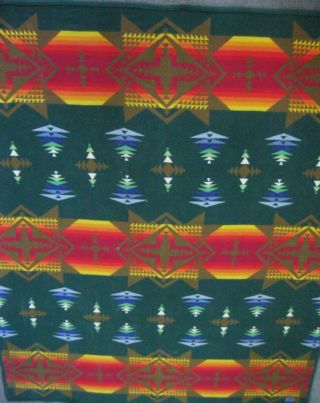 Vintage Pendleton Beaver State Wool Blanket Indian Aztec Design Euc