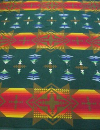 Vintage PENDLETON Beaver State Wool Blanket Indian Aztec Design EUC 2